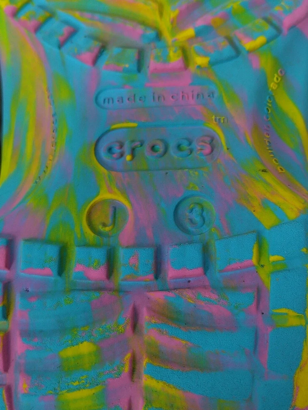 CROCS Tie-Dye Clog Sole in Blue, Pink, Yellow